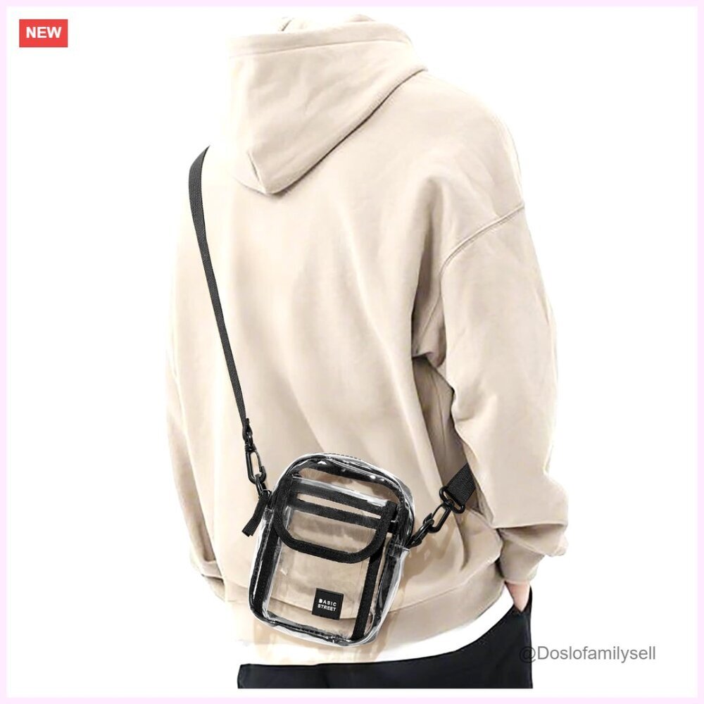 Clear PVC Crossbody Bag, Small Messenger Satchel, Lightweight Shoulder Bag